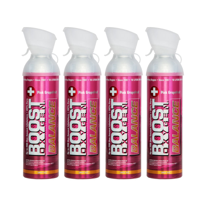 Boost Oxygen Natural Portable 10 Liter Pure Oxygen Canister, Grapefruit (4 Pack)