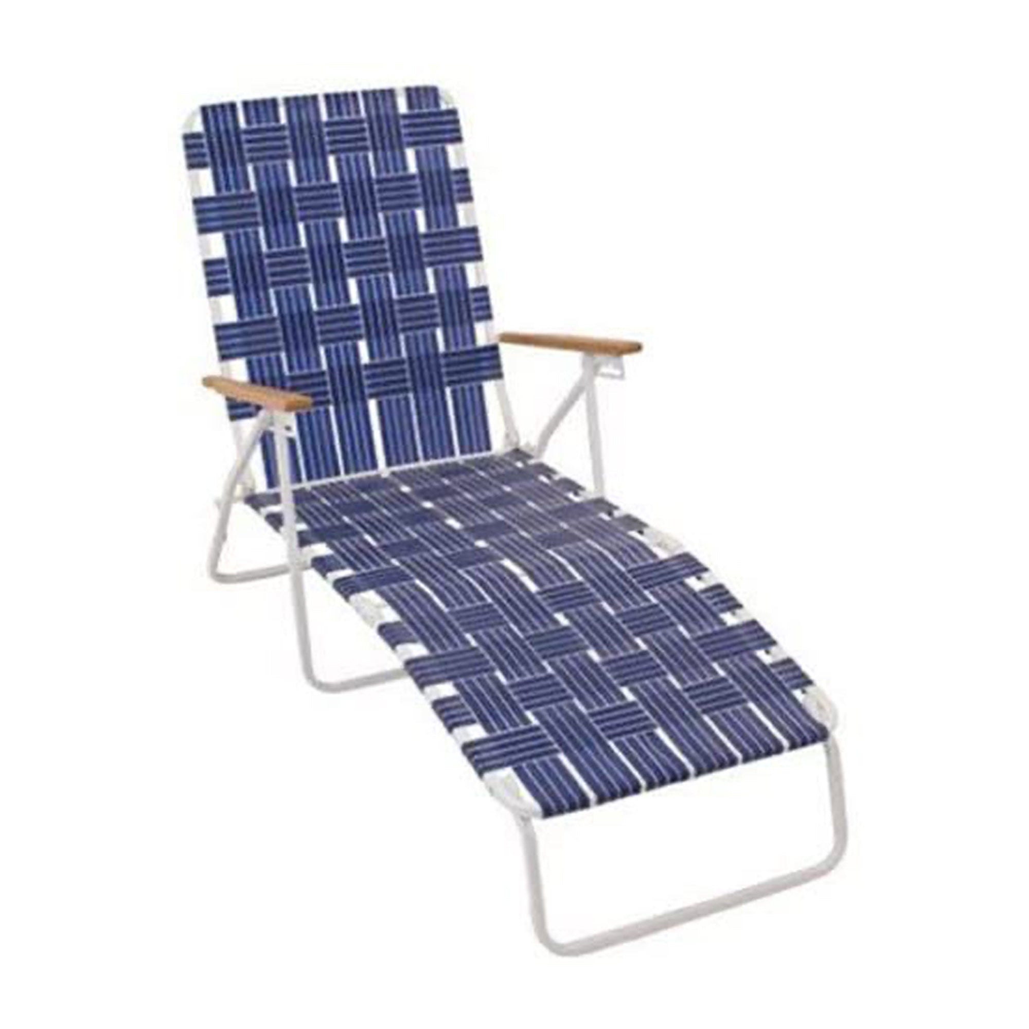 Rio Brands Outdoor Folding Web Chaise Beach Lawn Lounge Chair, Blue (2 Pack) - VMInnovations