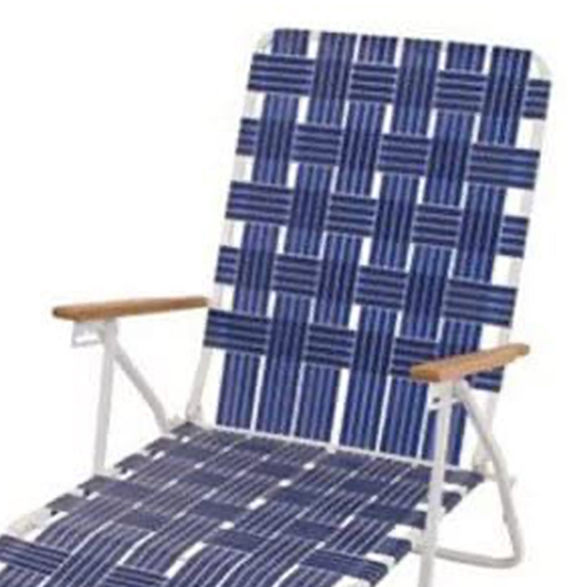 Rio Brands Outdoor Folding Web Chaise Beach Lawn Lounge Chair, Blue (2 Pack) - VMInnovations