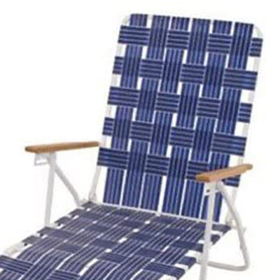 Rio Brands Outdoor Folding Web Chaise Beach Lawn Lounge Chair, Blue (2 Pack) - VMInnovations