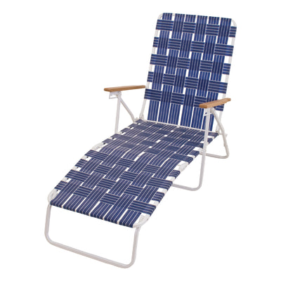 RIO Brands Steel Folding Web Lawn Pool Lounge Chair, Blue(Open Box) (2 Pack)