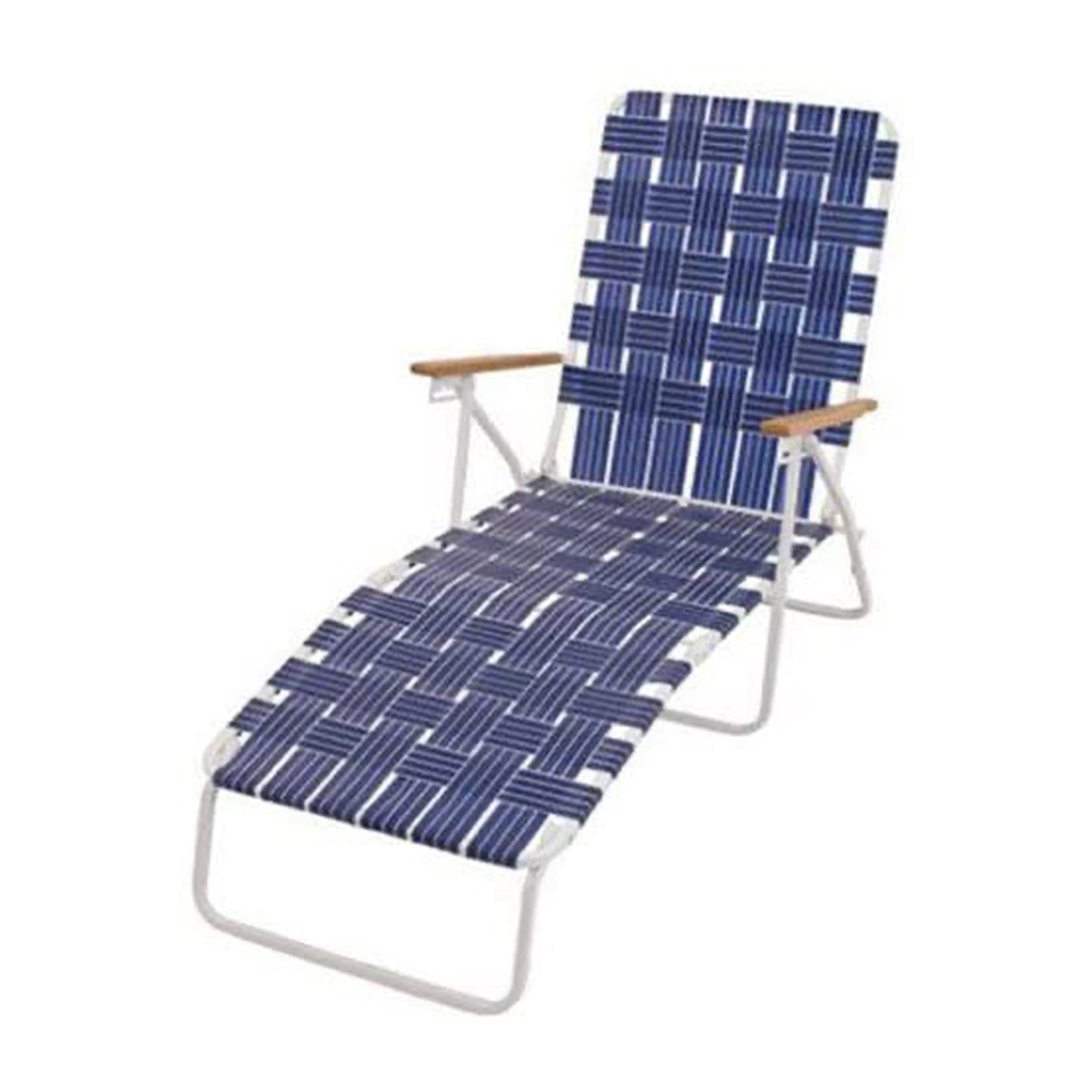Rio Brands Outdoor Folding Web Chaise Beach Lawn Lounge Chair, Blue (2 Pack) - VMInnovations