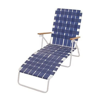 Rio Brands Outdoor Folding Web Chaise Beach Lawn Lounge Chair, Blue (2 Pack) - VMInnovations