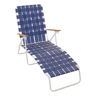 RIO Brands Steel Folding Web Lawn Pool Lounge Chair, Blue(Open Box) (2 Pack)