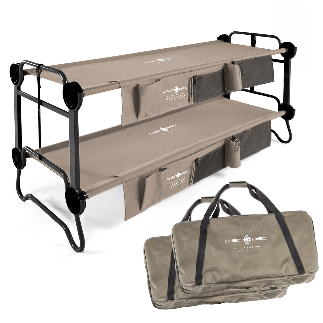 Disc-O-Bed Large Cam-O-Bunk Bench Bunked Double Cot with Organizers (Open Box) - VMInnovations
