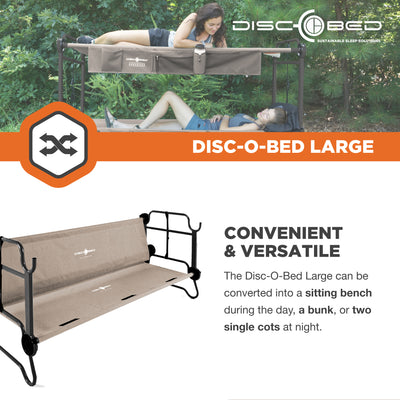Disc-O-Bed Large Cam-O-Bunk Bench Bunked Double Camping Cot, Tan (For Parts)