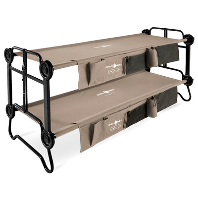 Disc-O-Bed Large Cam-O-Bunk Benchable Double Cot with Storage Organizers, Tan - VMInnovations