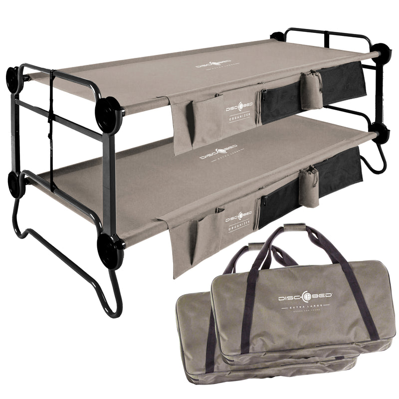 Disc-O-Bed XL Cam-O-Bunk Bench Bunked Double Cot with Organizers, Tan (Used)