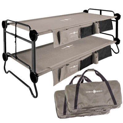 Disc-O-Bed XL Cam-O-Bunk Bench Bunked Double Cot with Organizers, Tan (Used) - VMInnovations