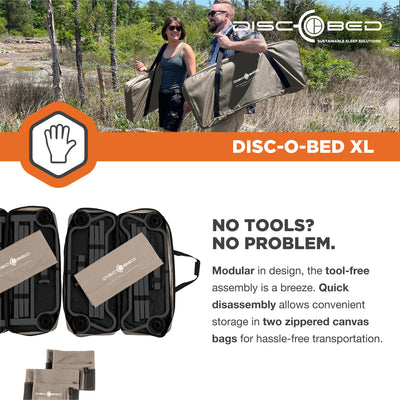 Disc-O-Bed XL Cam-O-Bunk Bench Bunked Double Cot with Organizers, Tan (Used) - VMInnovations