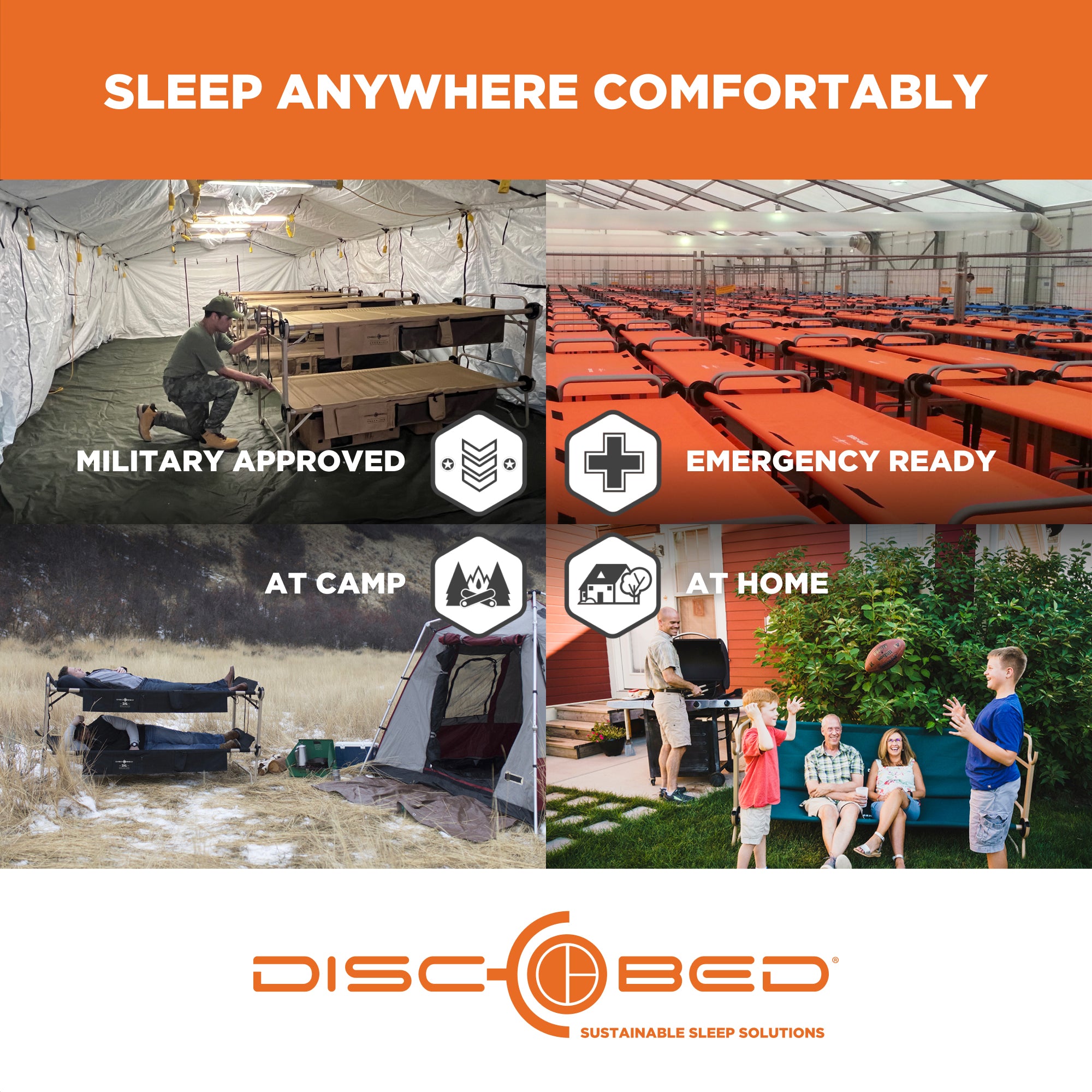 Disc-O-Bed XL Cam-O-Bunk Bench Bunked Double Cot with Organizers, Tan (Used) - VMInnovations