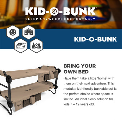 Disc-O-Bed Youth Kid-O-Bunk Bench Bunked Double Camping Cot, Tan (For Parts) - VMInnovations