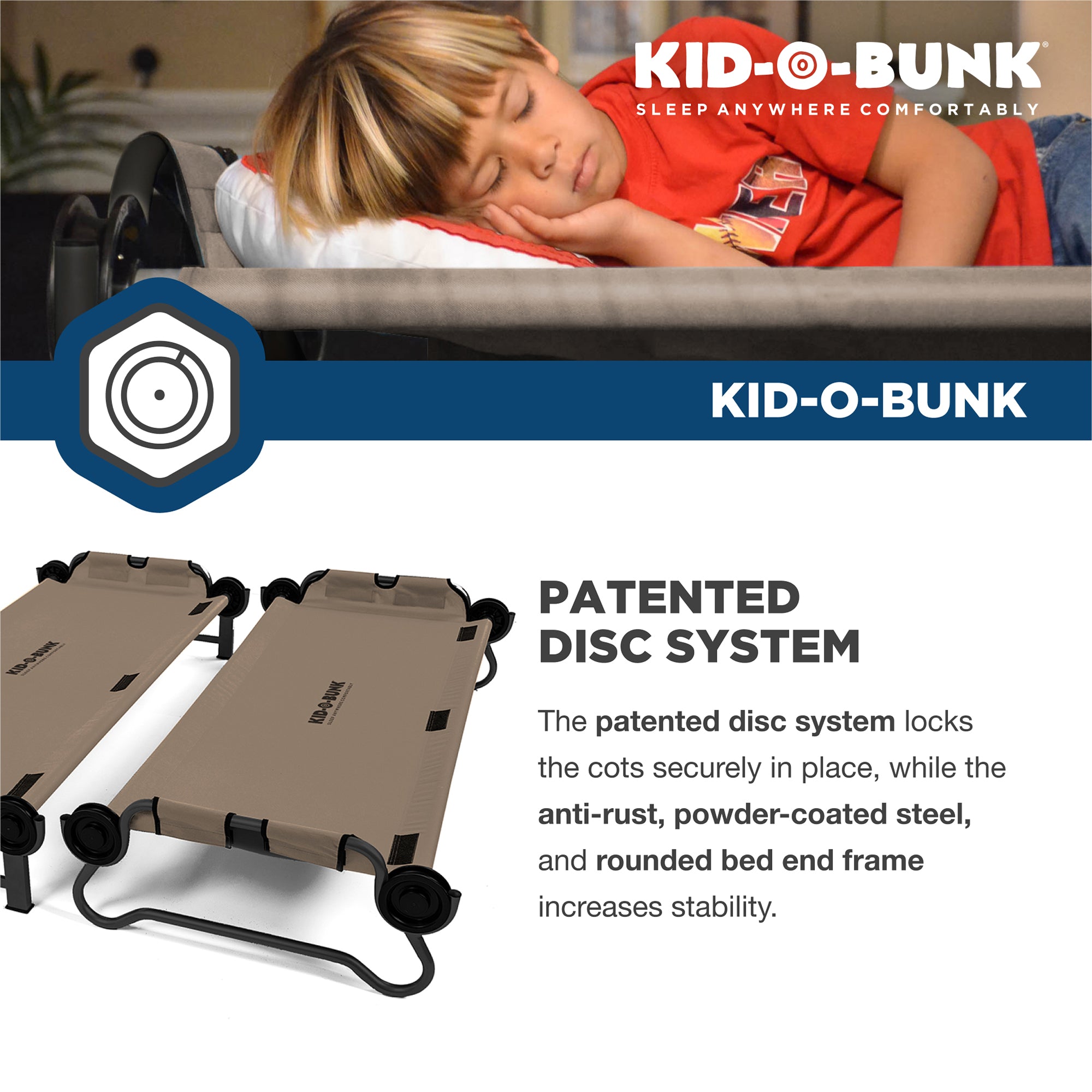 Disc-O-Bed Youth Kid-O-Bunk Bench Bunked Double Camping Cot, Tan (For Parts) - VMInnovations