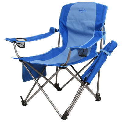 Kamp-Rite Outdoor Folding Lounge Chair with Detachable Footrest, Blue (2 Pack)