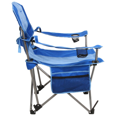 Kamp Rite Folding Camp Chair w/ 2 Cupholders & Detachable Footrest, Blue
