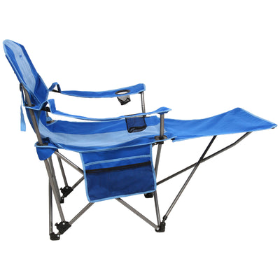 Kamp Rite Folding Camp Chair w/ 2 Cupholders & Detachable Footrest, Blue
