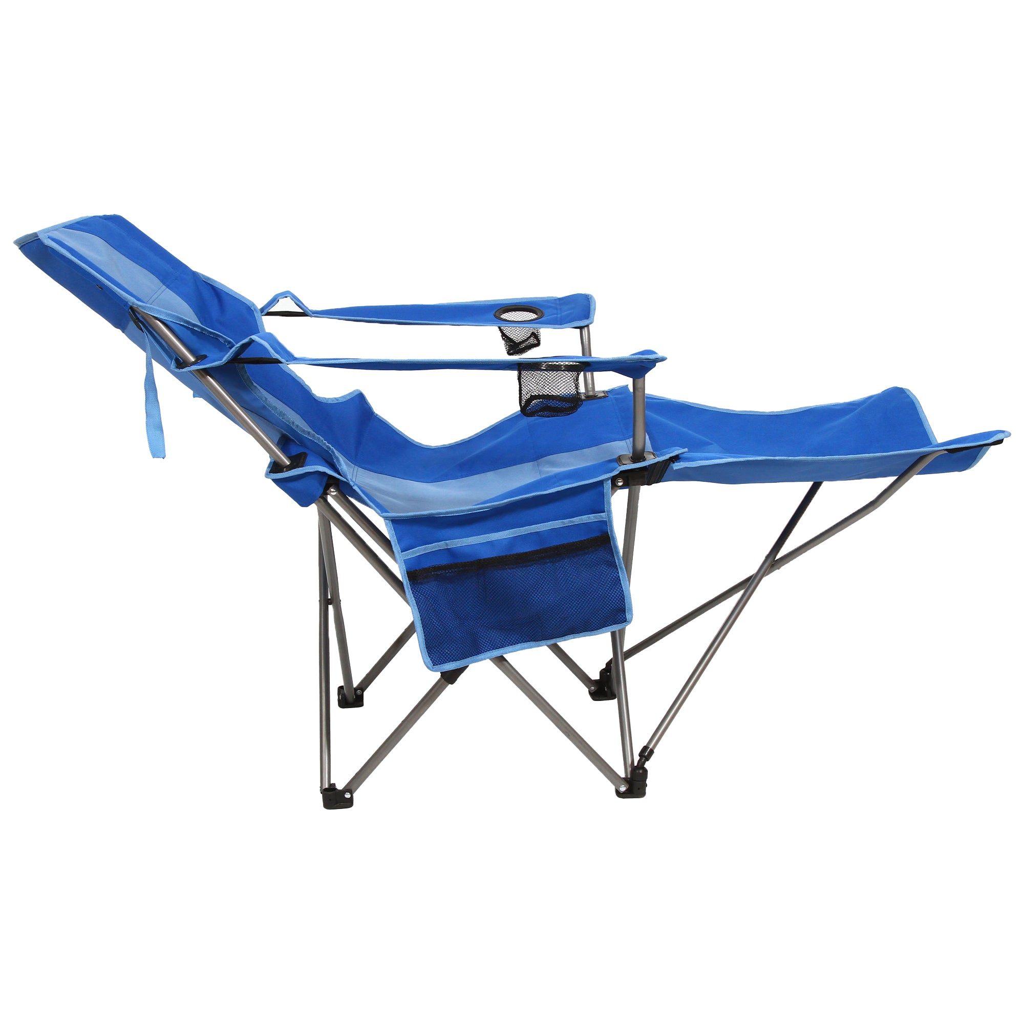 Kamp Rite Folding Camp Chair w/ 2 Cupholders & Detachable Footrest, Blue