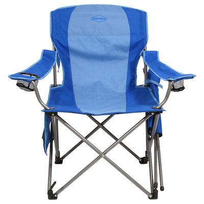 Kamp-Rite Outdoor Folding Lounge Chair with Detachable Footrest, Blue (2 Pack)
