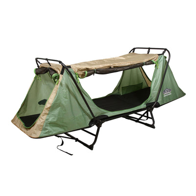 Kamp-Rite Original Quick Setup 1 Person Cot, Lounge Chair, and Tent, Green & Tan
