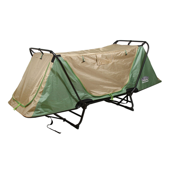 Kamp-Rite Original Quick Setup 1 Person Cot, Lounge Chair, and Tent, Green & Tan