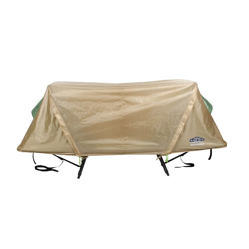 Kamp-Rite Original Quick Setup 1 Person Cot, Lounge Chair, and Tent, Green & Tan