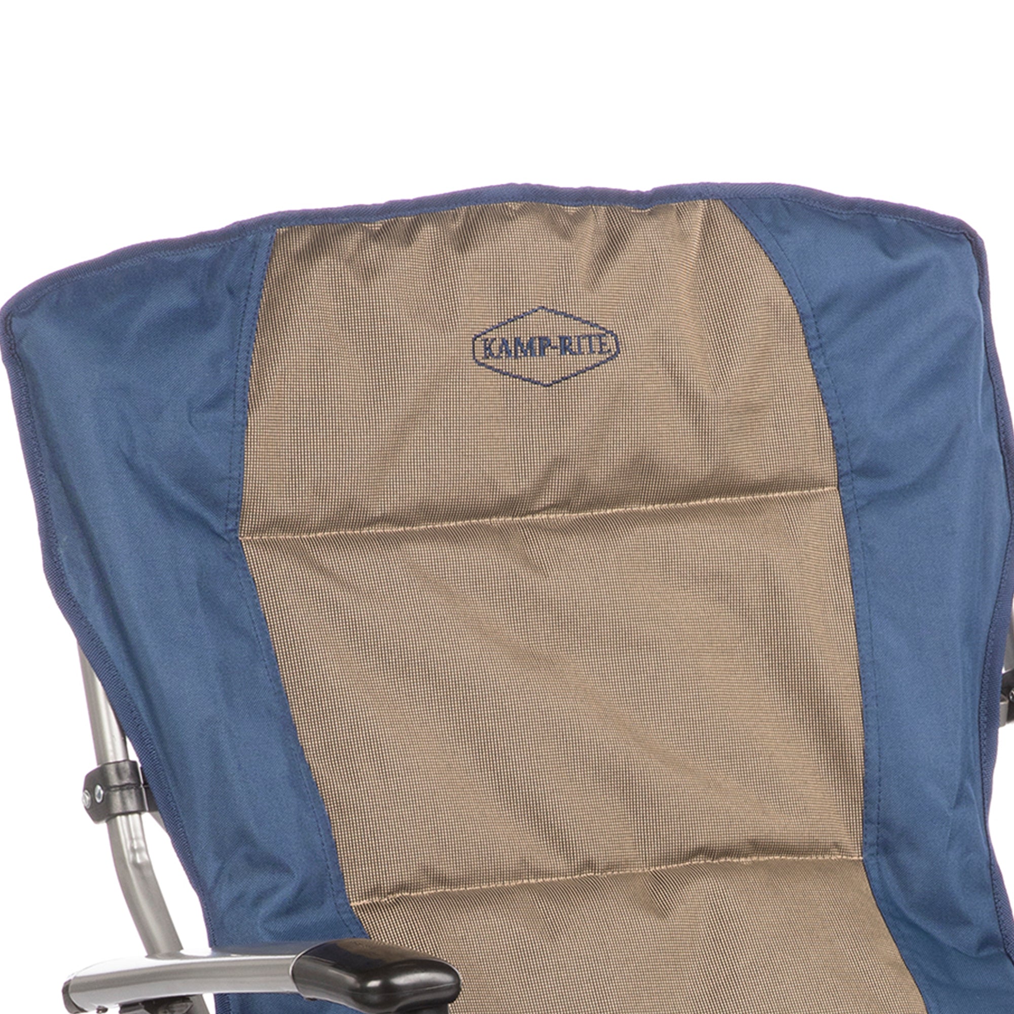 Kamp-Rite Padded Hard Arm Camp Folding Chair w/ Cupholder, Blue & Tan (Open Box) - VMInnovations