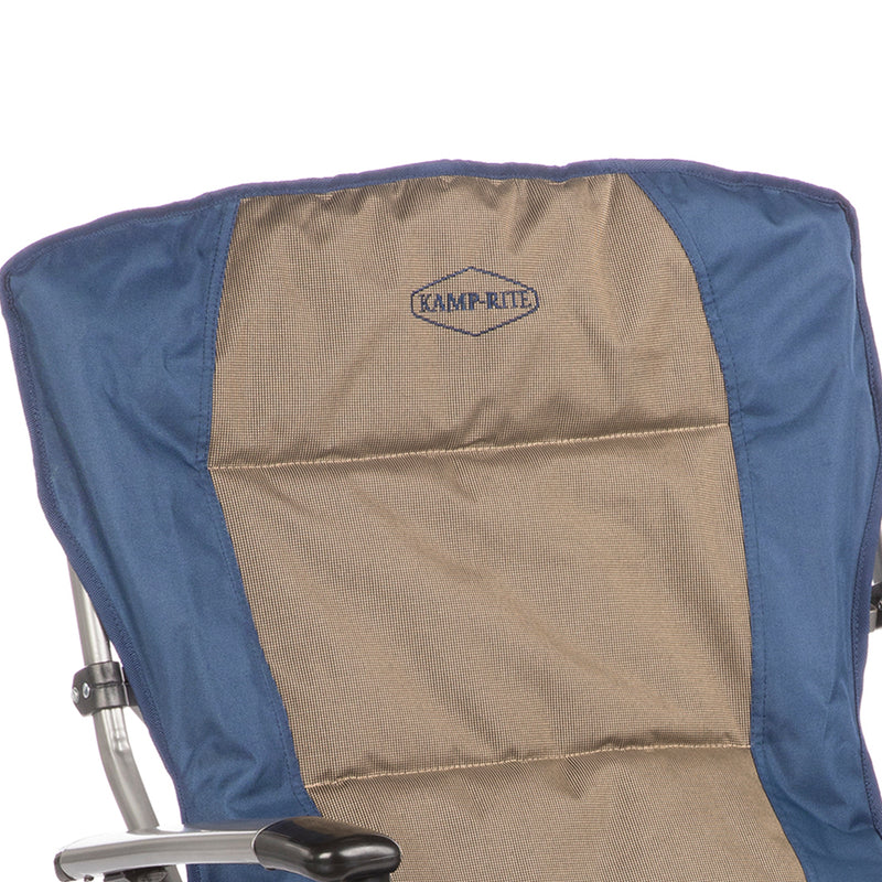 Kamp-Rite Padded Hard Arm Camp Folding Chair w/ Cupholder, Blue & Tan (Open Box)