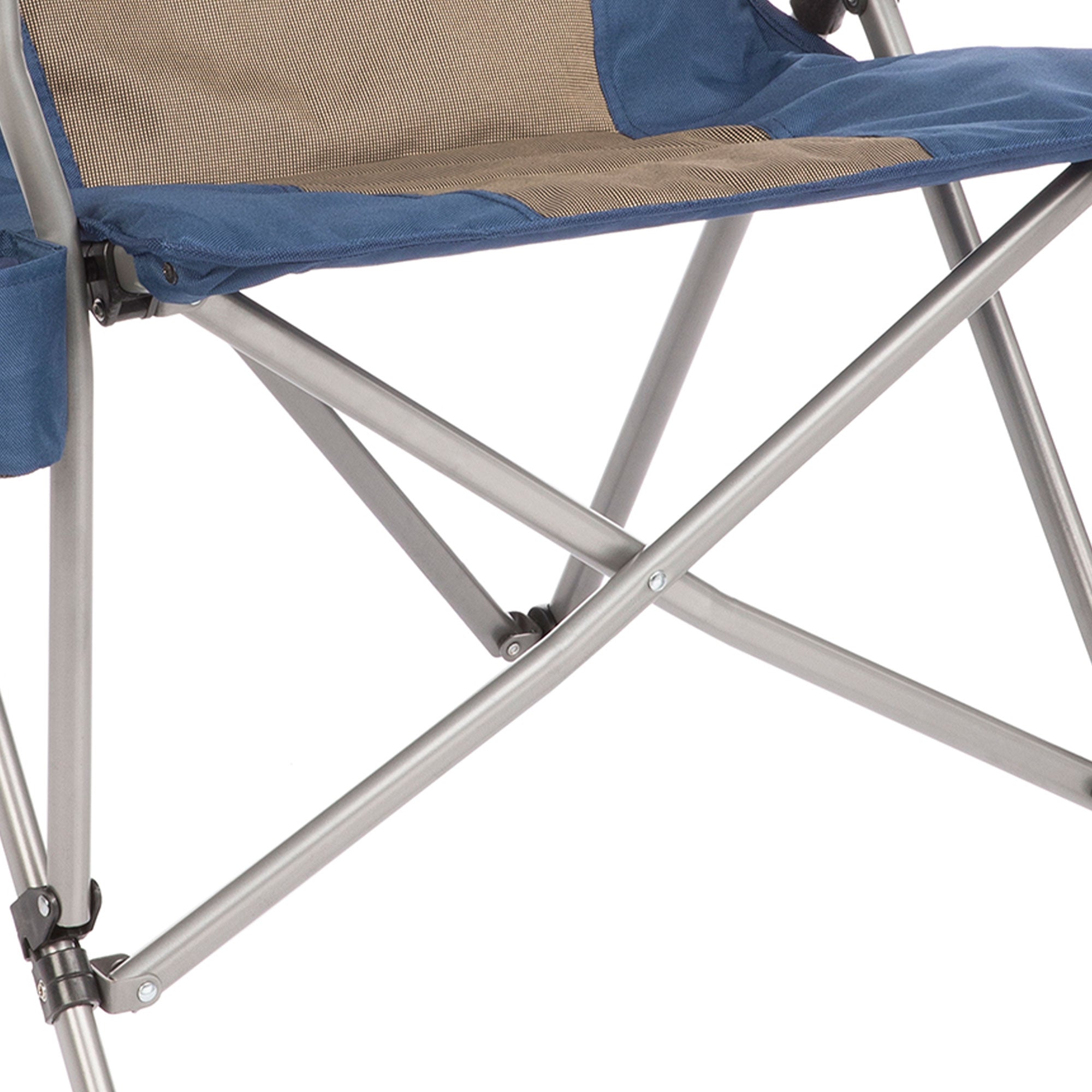 Kamp-Rite Padded Hard Arm Camp Folding Chair w/ Cupholder, Blue & Tan (Open Box) - VMInnovations