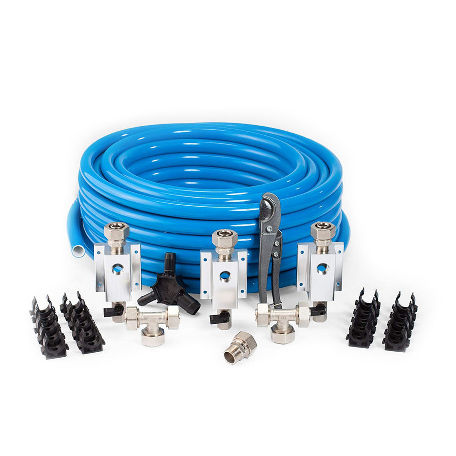 MaxLine 100 Foot 0.75 Inch Semi-Flexible Compressed Air Tubing Master Kit, Blue - VMInnovations