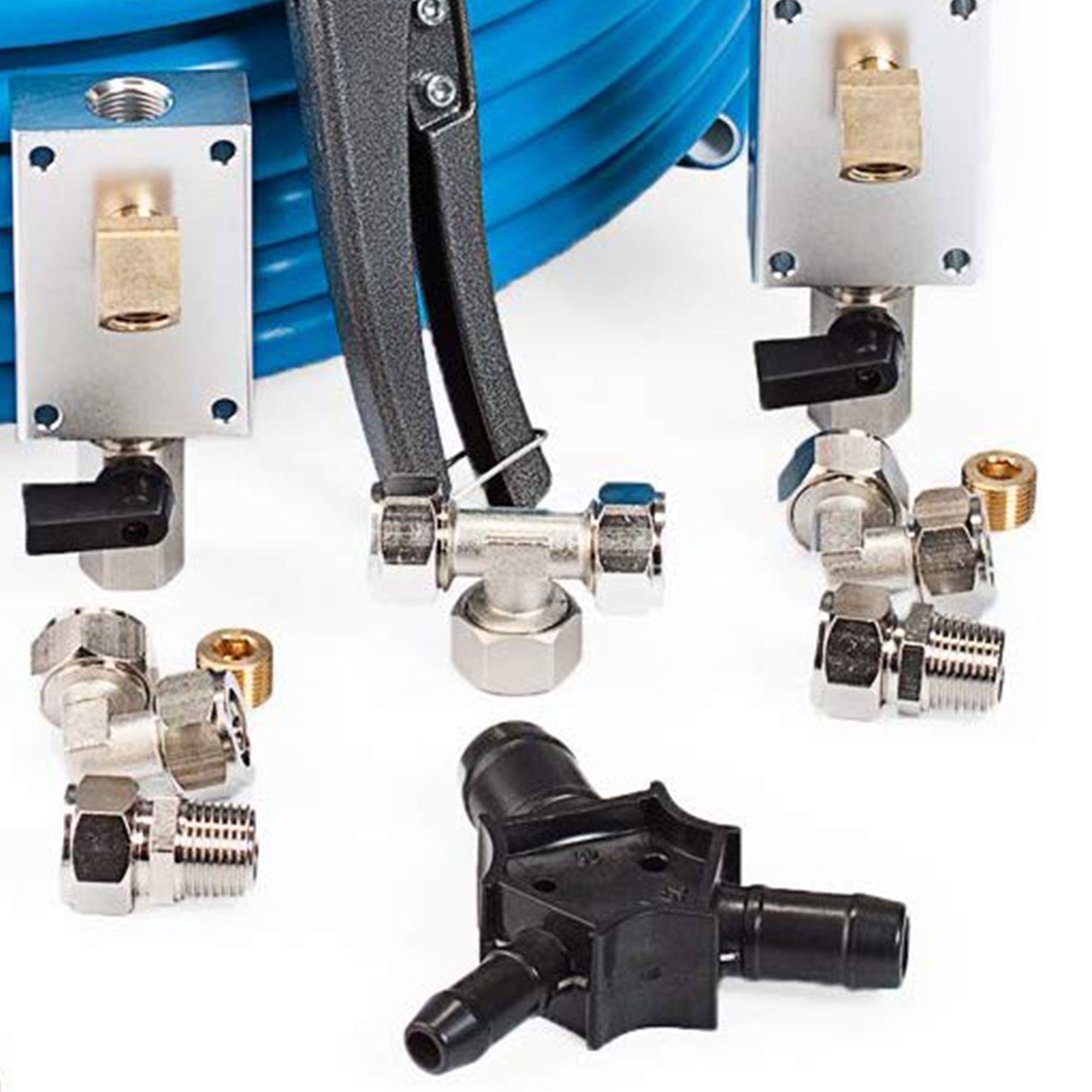 MaxLine 100 Foot 0.5 Inch Semi Flexible Compressed Air Tubing Master Kit, Blue - VMInnovations
