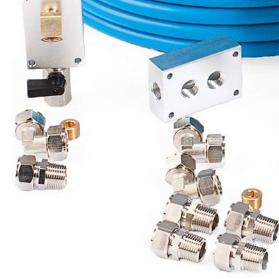 MaxLine 100 Foot 0.5 Inch Semi Flexible Compressed Air Tubing Master Kit, Blue - VMInnovations