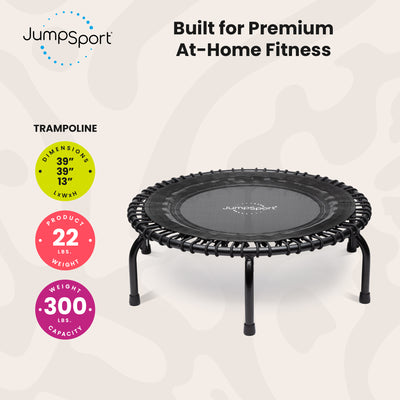 JumpSport 350 Indoor Lightweight 39" Fitness Trampoline, Black w/White Frame (Open Box)