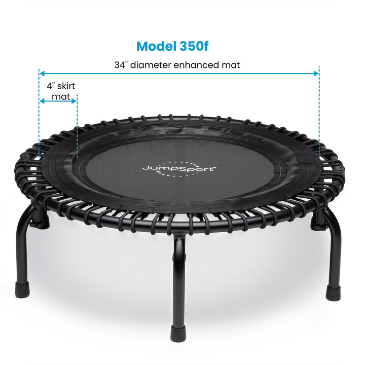 JumpSport 350f Indoor Lightweight 39-Inch Folding Fitness Trampoline, Black