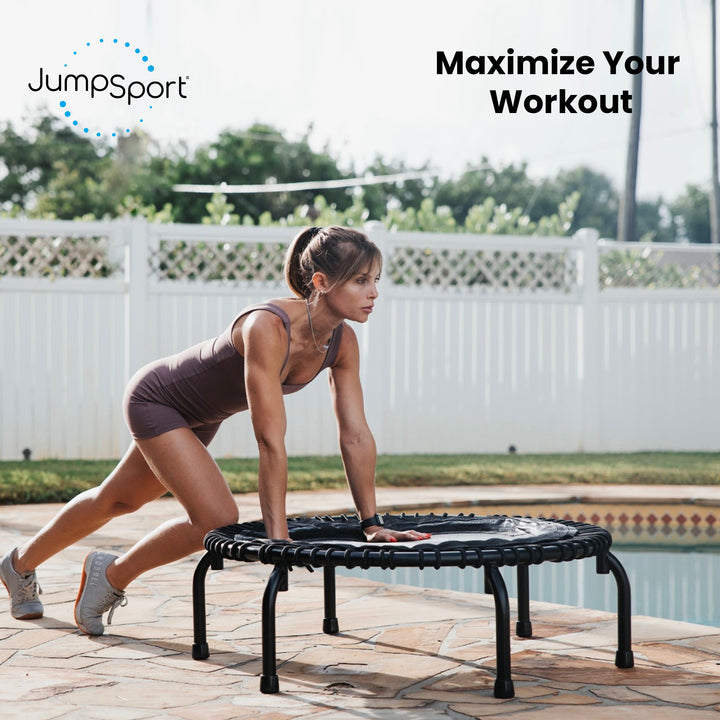 JumpSport 370 PRO Indoor Heavy Duty Lightweight 39 In Fitness Trampoline, Black