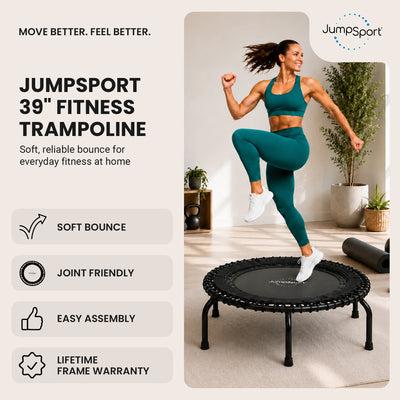 JumpSport 370 Indoor 39-Inch Heavy Duty Fitness Trampoline, Black (Open Box)