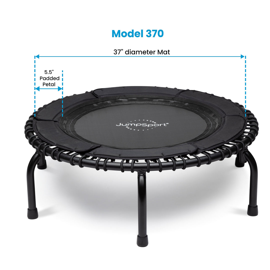 JumpSport 370 PRO Indoor Heavy Duty Lightweight 39 In Fitness Trampoline, Black