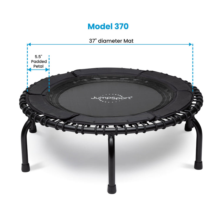 JumpSport 370 PRO Indoor Heavy Duty Lightweight 39 In Fitness Trampoline, Black