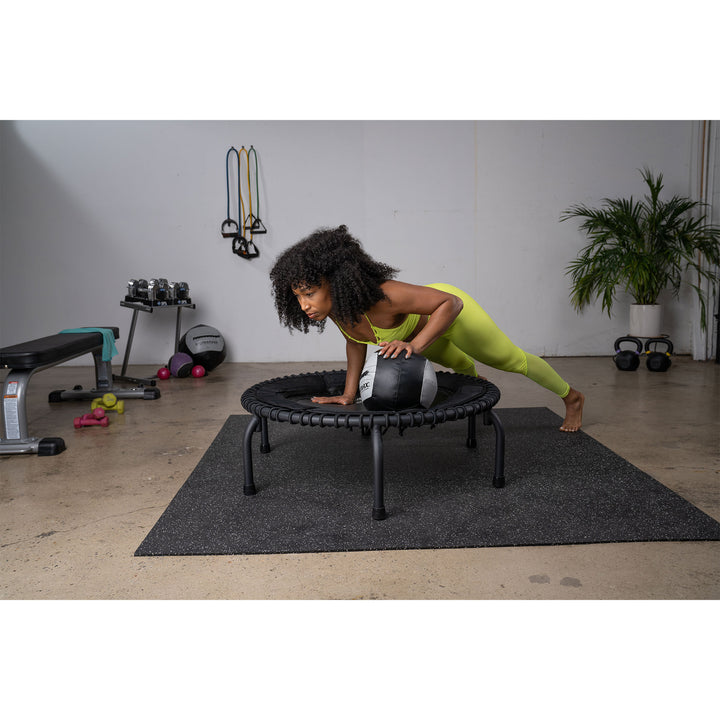JumpSport 370 PRO Indoor Heavy Duty Lightweight 39 In Fitness Trampoline, Black
