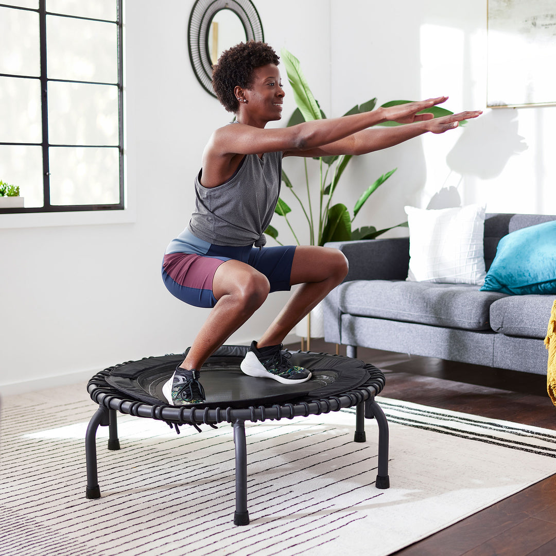 JumpSport 370 PRO Indoor Heavy Duty 39 In Fitness Trampoline, Black (Open Box) - VMInnovations