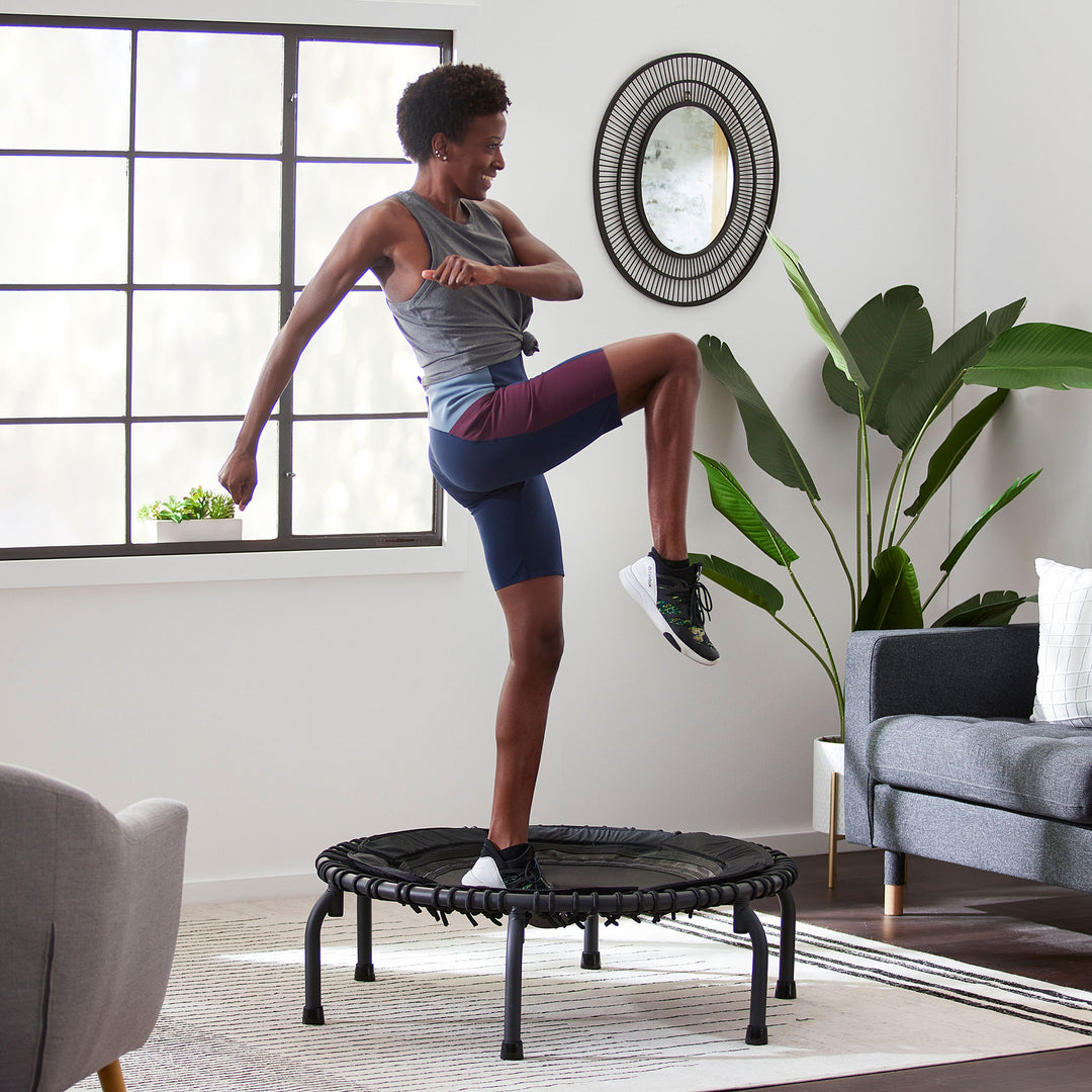 JumpSport 370 PRO Indoor Heavy Duty 39 In Fitness Trampoline, Black (Open Box) - VMInnovations