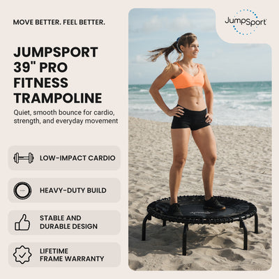 Indoor Heavy Duty Lightweight 39 In Fitness Trampoline, Black (Open Box)