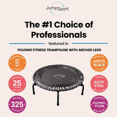 JumpSport 550f PRO Indoor Lightweight 44" Folding Fitness Trampoline,Black(Used)