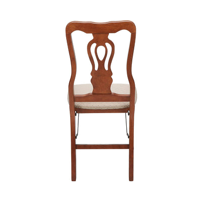 MECO Stakmore Chippendale Upholstered Seat Folding Chair Set, Cherry (2 Pack) - VMInnovations