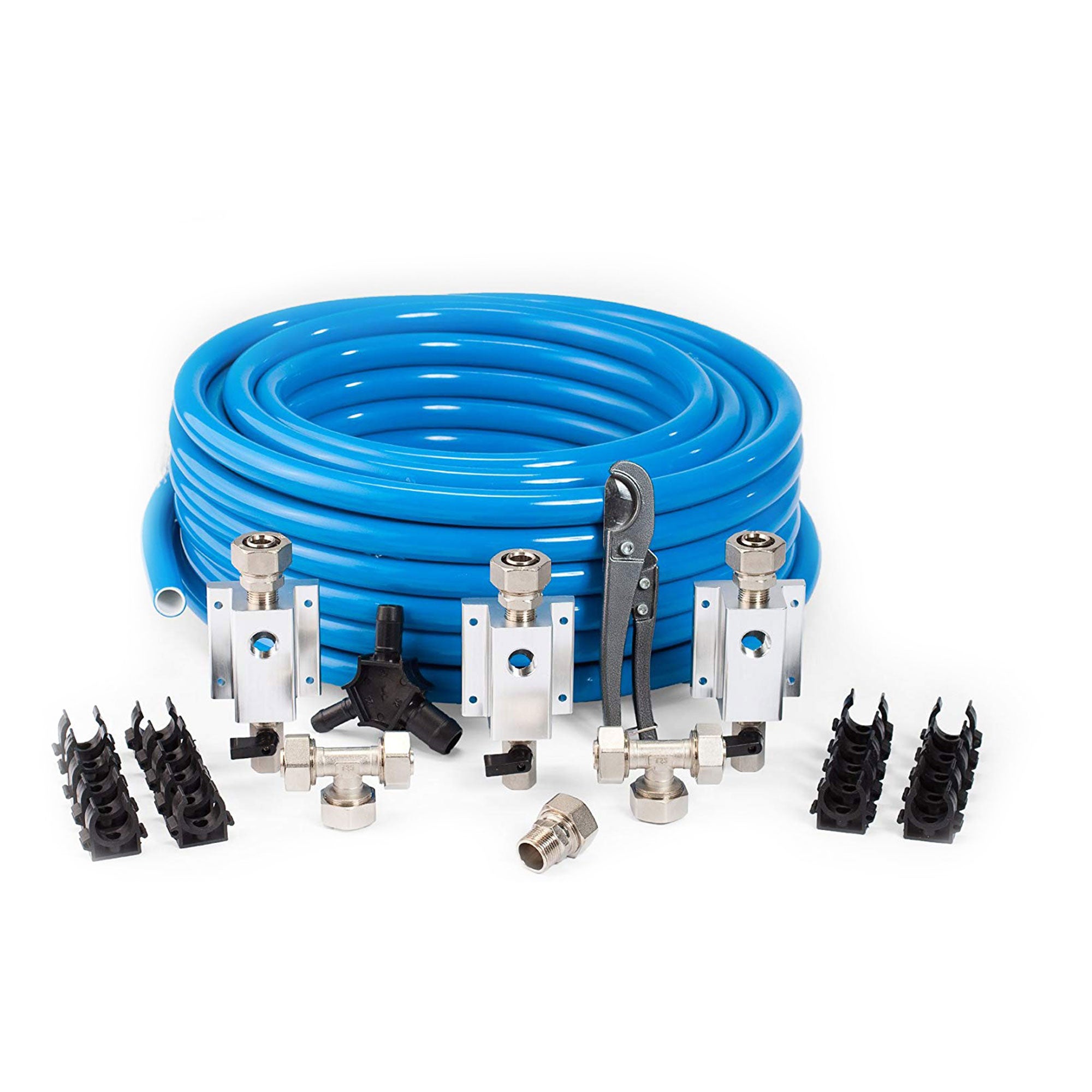 MaxLine 300 Foot 0.75 Inch Semi-Flexible Compressed Air Tubing Master Kit, Blue - VMInnovations