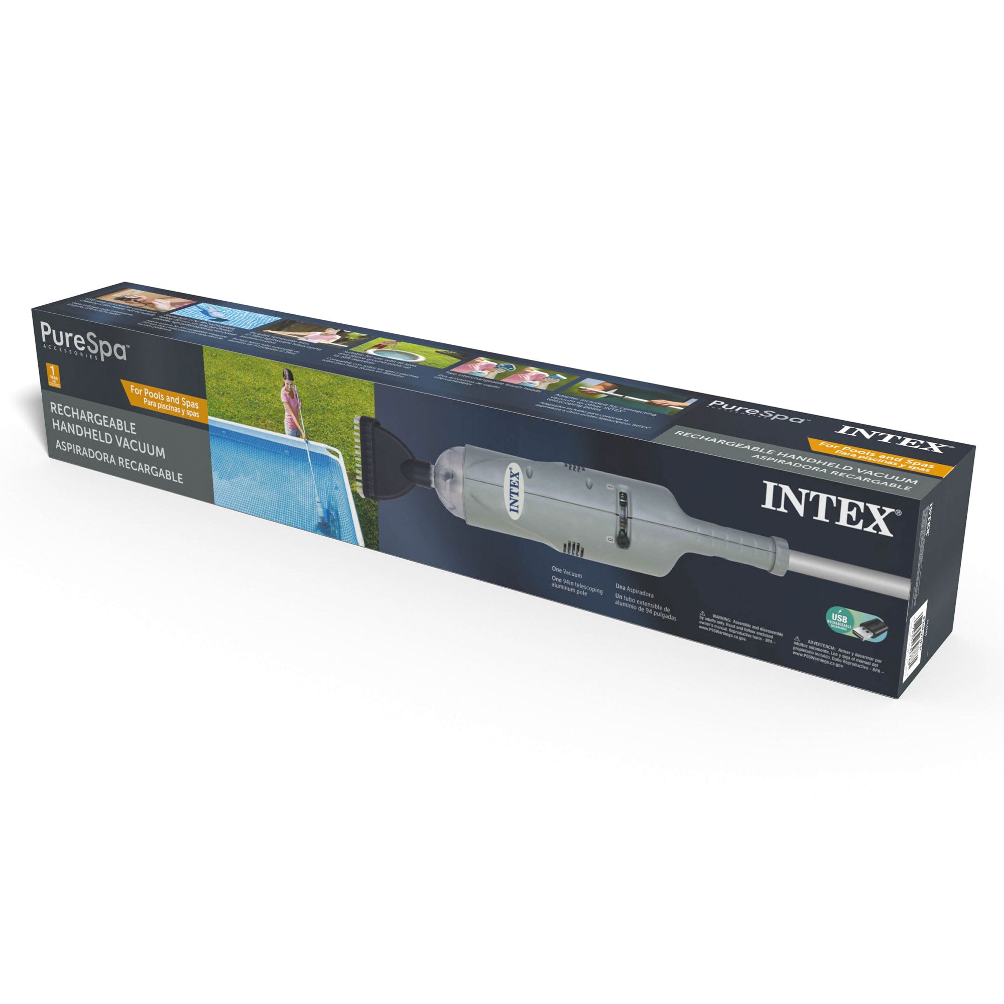 Intex Rechargeable Above Ground Pool Vacuum Cleaner w/ 2 Brush Heads(Open Box)