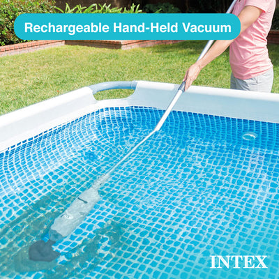 Intex Rechargeable Handheld Above Ground Pool Vacuum Cleaner with 2 Brush Heads