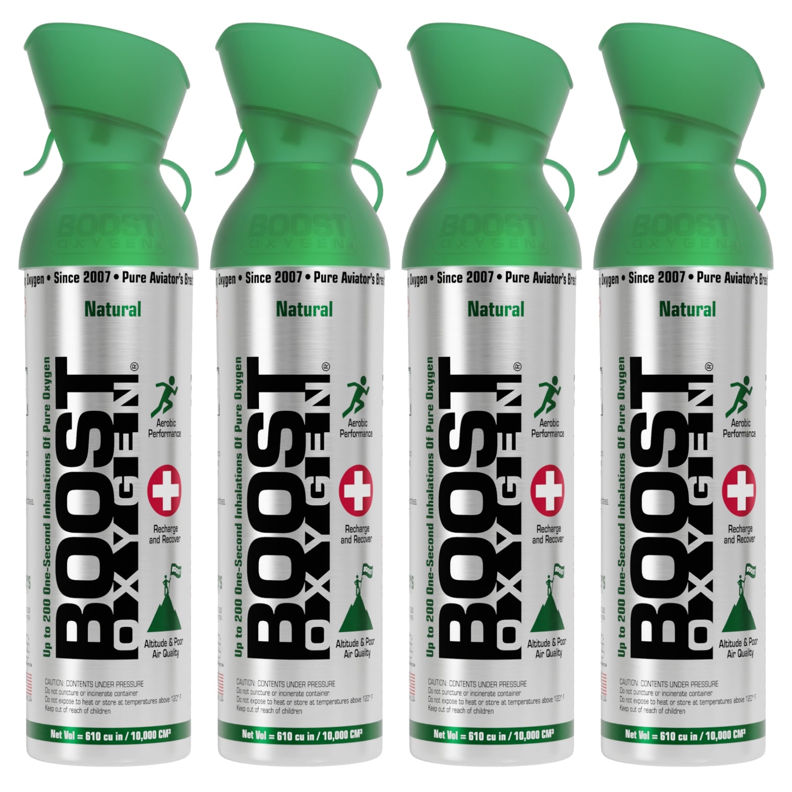 Boost Oxygen 10 Liter Canned Oxygen Bottle with Mouthpiece, Natural (4 Pack) - VMInnovations