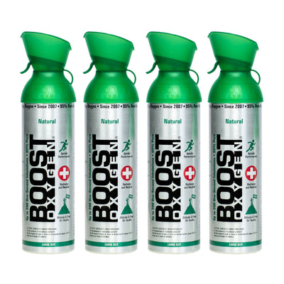 Boost Oxygen 10 Liter Canned Oxygen Bottle with Mouthpiece, Natural (4 Pack)