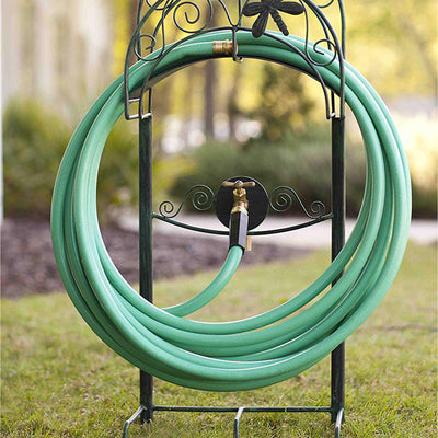 Liberty Garden 5-Prong Gauge Steel Dragonfly Water Hose Stand with Brass Bib