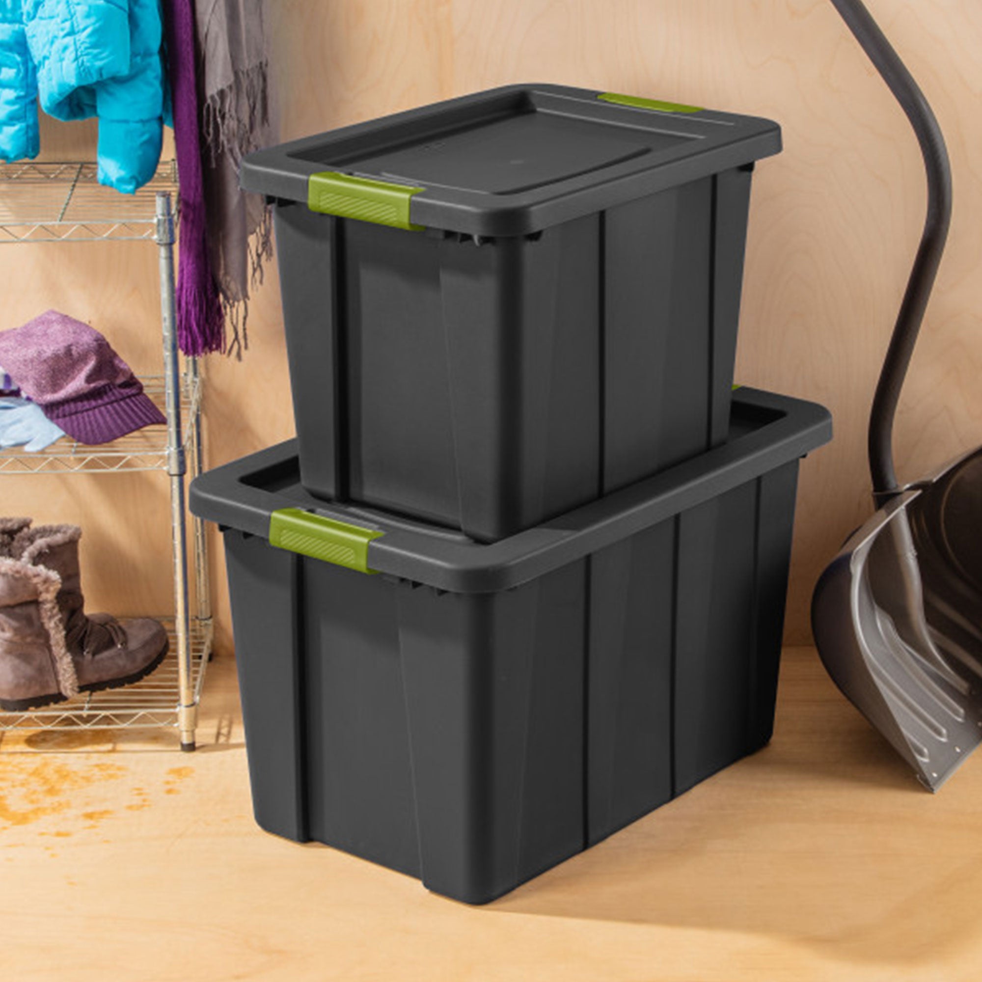 Sterilite 30 Gal Latching Tuff1 Stackable Storage Tote Bin w/ Latch Lid, 8 Pack